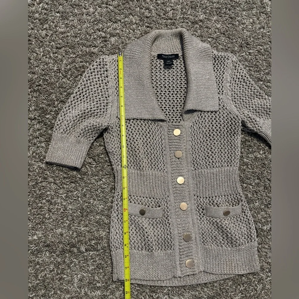 White House Black Market Beige Cardigan with Gold Buttons